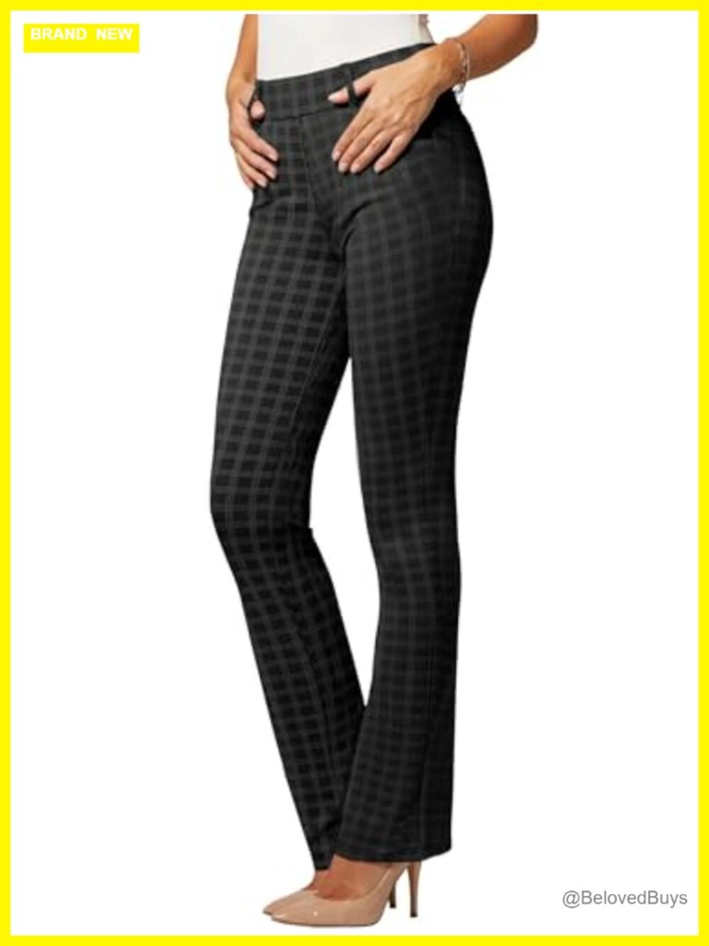 Conceited Women's High-Rise Flared Bootcut Dress Pants Tummy Control Pull-On